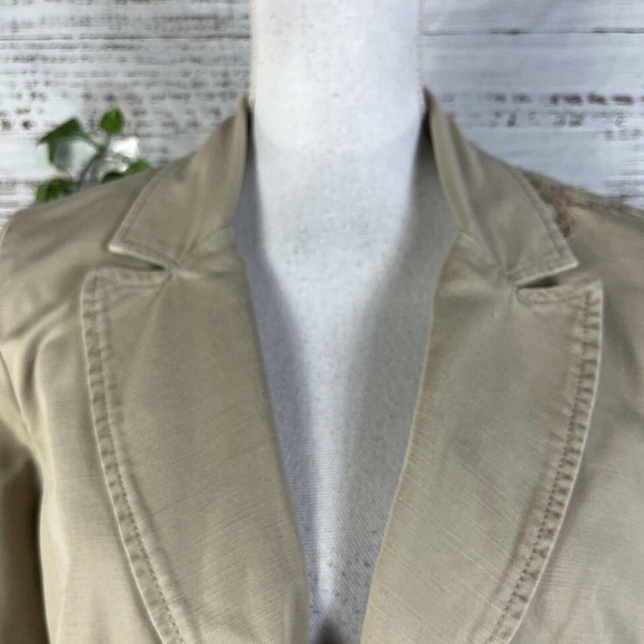 Allen Schwartz ABS Jacket sz Small Gold Sparkle Linen Fringe Boho Wedding Career - Picture 7 of 16